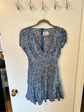 Princess Polly Navy Blue Floral Wrap Mini Dress